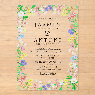 Flowers Fall Foliage Wedding Acrylic Invitations