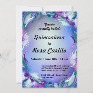 Flowers & Feathers Quinceañera Invitation