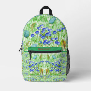 Flowers Ferns Grass Rocks Painting Personalized Printed Backpack