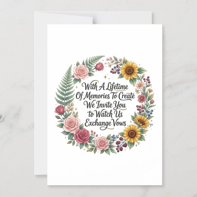 Flowers & Ferns Wedding Invitation (Front)