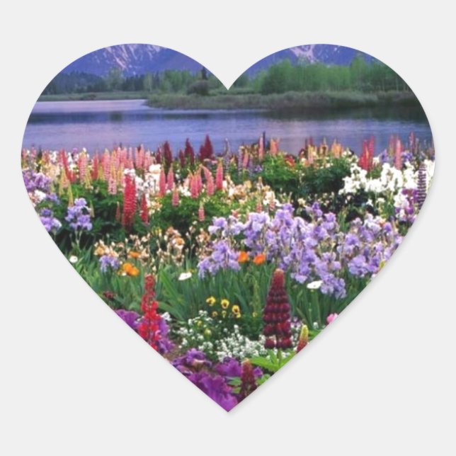 Flowers Field Heart Sticker (Front)
