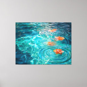 Flowers Floating on Water Canvas Print