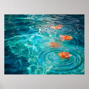 Flowers Floating on Water  Poster