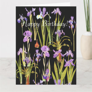 Flowers Floral Botanical Iris Big Birthday Card