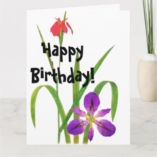 Flowers Floral Botanical Iris Big Birthday Card