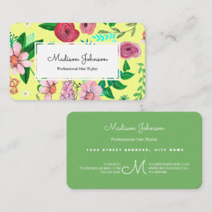 Flowers Floral   Monogram Custom   Business Cards