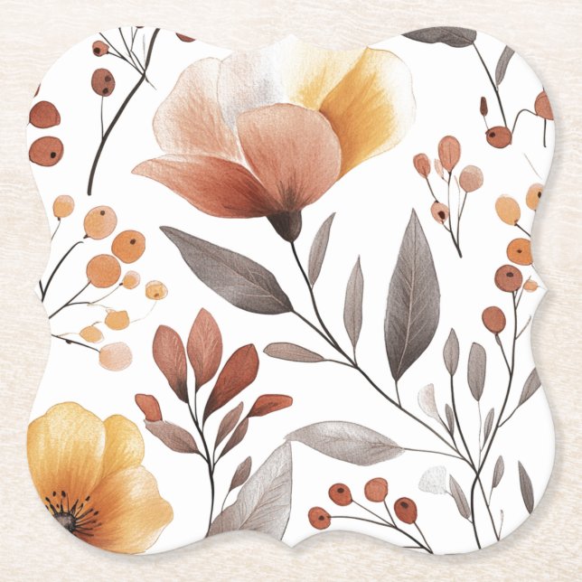 Flowers Floral Pattern Sublimation-95653 Paper Coaster (Front)