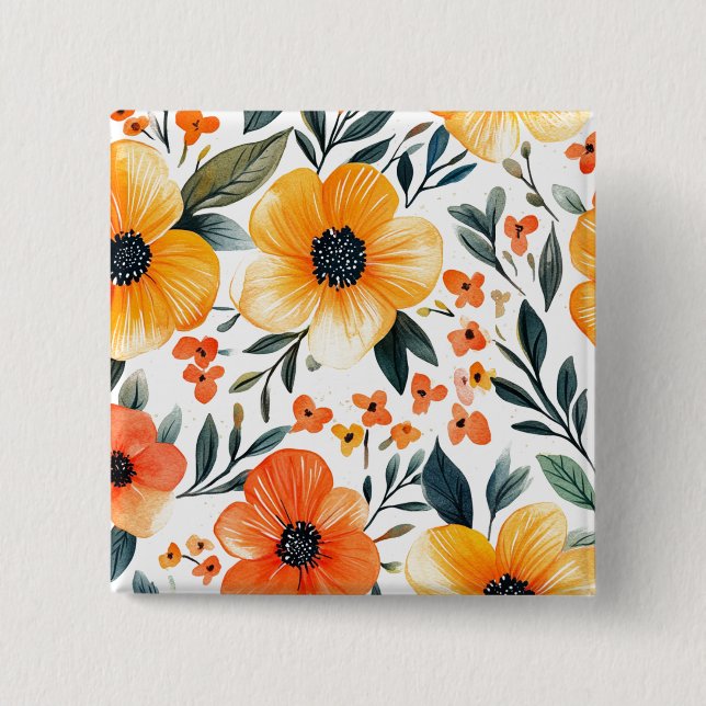 Flowers Floral Pattern Sublimation-95654 2 Inch Square Button (Front)