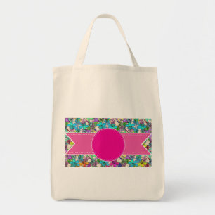 flowers floral vines colourful chic elegant bridal tote bag