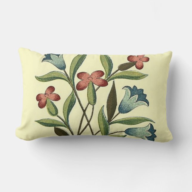 Flowers Floral Wallpaper Art Nouveau Pretty Lumbar Pillow (Front)