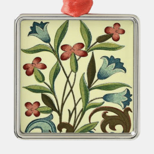 Flowers Floral Wallpaper Art Nouveau Pretty Metal Ornament