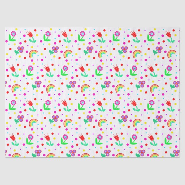 Flowers, Flowers and Polka Dots Girl's   Tissue Paper (Front)