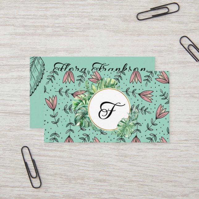 Flowers & Foliage simple small business card (Front/Back In Situ)