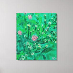 Flowers For Bumblebee, Summer Wildflowers Painting Canvas Print