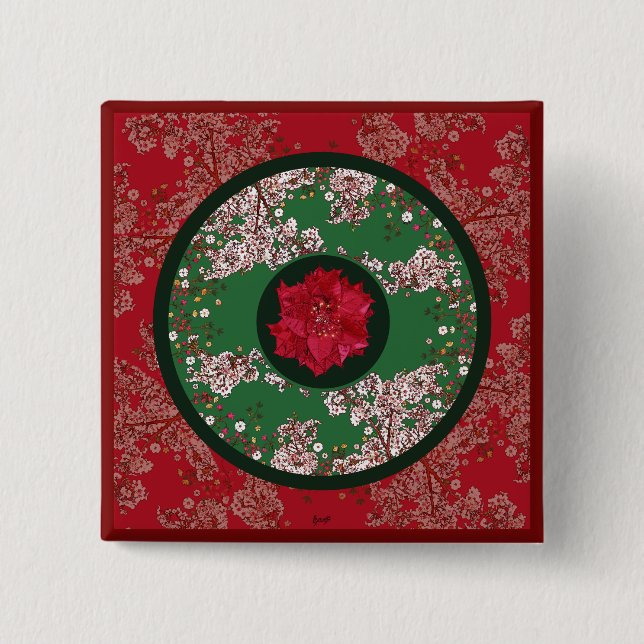 Flowers for Christmas 2 Inch Square Button (Front)