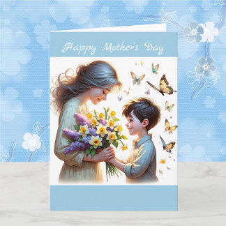 Flowers for Mother's Day Personalized Watercolor Card