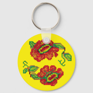 Flowers For My Belle II - Yellow Bkg. Keychain