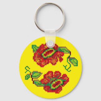 Flowers For My Belle II - Yellow Bkg. Keychain