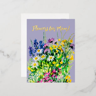Flowers for the best mom! foil holiday postcard