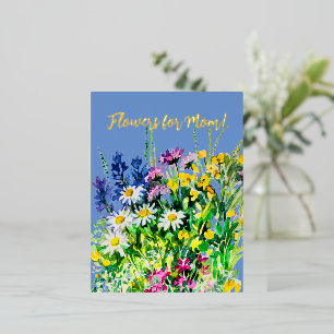 Flowers for the best mom! foil holiday postcard