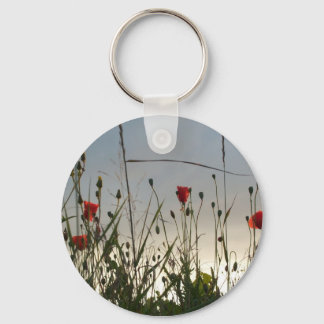 Flowers - Four Red Poppies Keychain