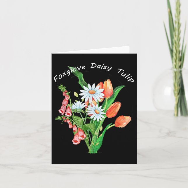 Flowers Foxglove Daisy Tulip Subtle Flora  Card (Front)
