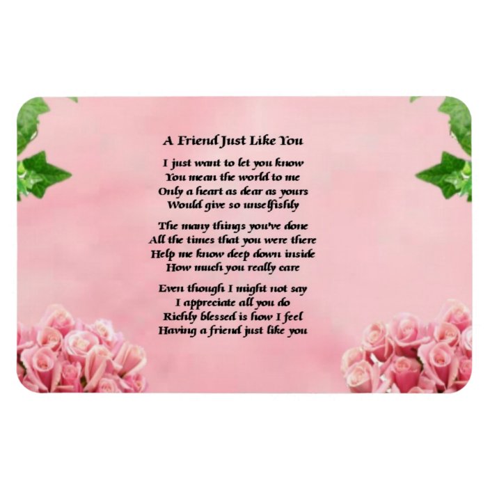 Flowers Friend Poem Magnet | Zazzle.ca