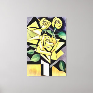 Flowers From A Friend Geometric Yellow Roses Canvas Print