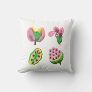 Flowers & Fruits Throw Pillow