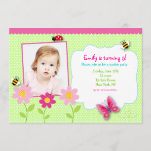 Flowers Garden Photo Birthday Party invitations