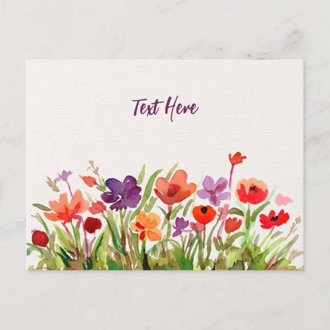 Flowers Garden  Watercolor Postcard (Front)