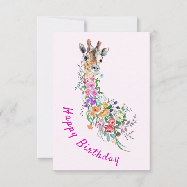 Flowers Giraffe Birthday Card (Front)