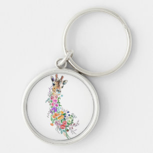 Flowers Giraffe Keychain