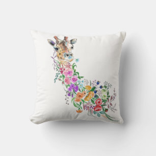 Flowers Giraffe Pillow