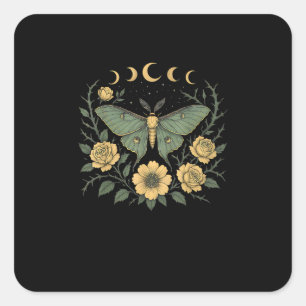 Flowers Goblincore Moth And Butterfly Cottagecore  Square Sticker