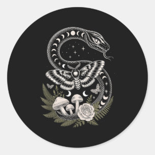 Flowers Goblincore Moth Butterfly Monophases Cotta Classic Round Sticker