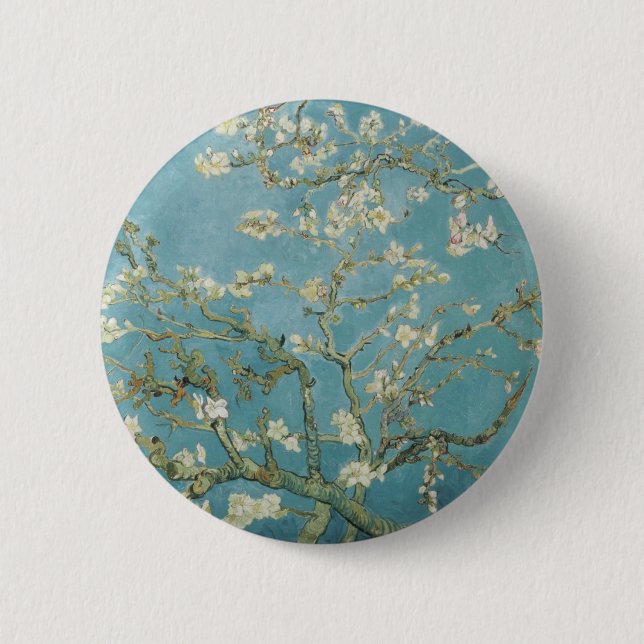 Flowers Gogh Branches Almond Blossoms Nature 2 Inch Round Button (Front)
