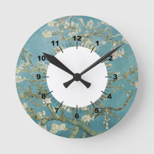 Flowers Gogh Branches Almond Blossoms Nature Round Clock