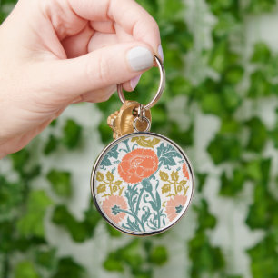 Flowers, Graphic Vintage Art Keychain