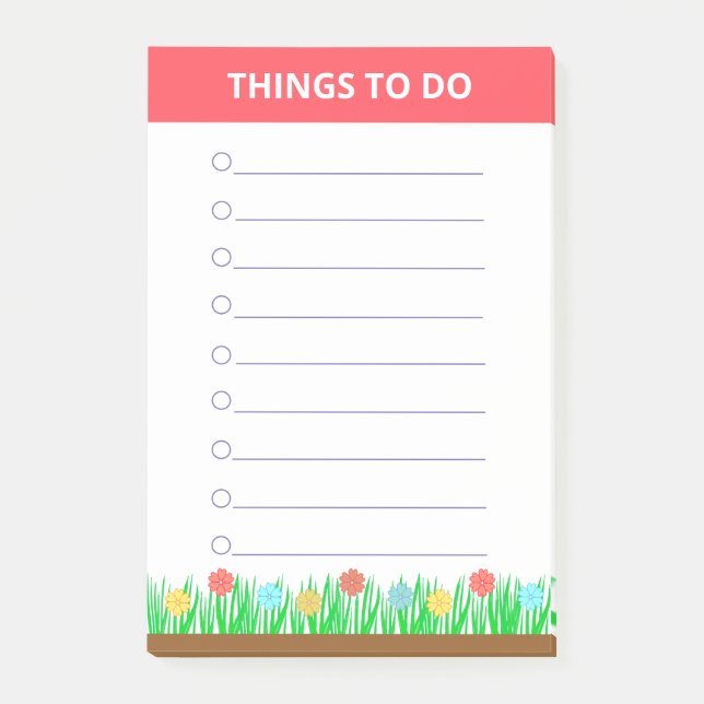 Flowers & Grass Personalized Things To Do Post-it Notes (Front)