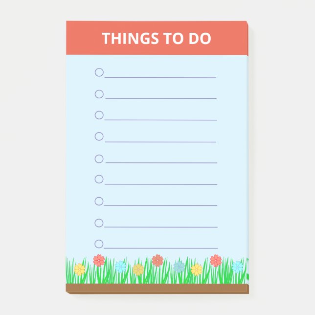 Flowers & Grass Personalized Things To Do Post-it Notes (Front)
