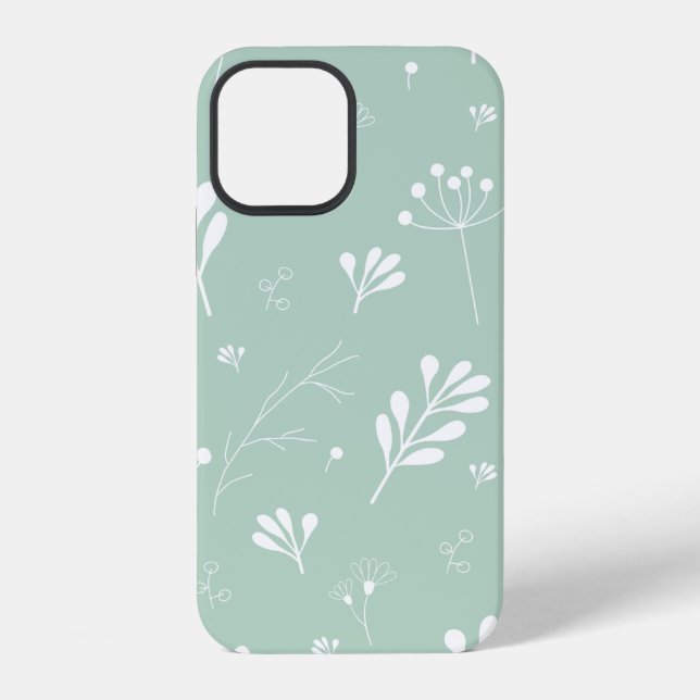 Flowers green background twigs iPhone case (Back)