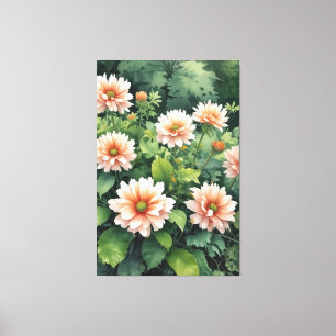 Flowers Greenery Elegant Watercolor Canvas Print