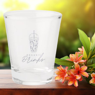 Flowers Grey Colour With Inscription Organic Drink Shot Glass