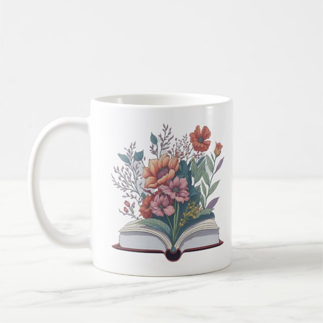 flowers growing form book, floral book  coffee mug (Left)