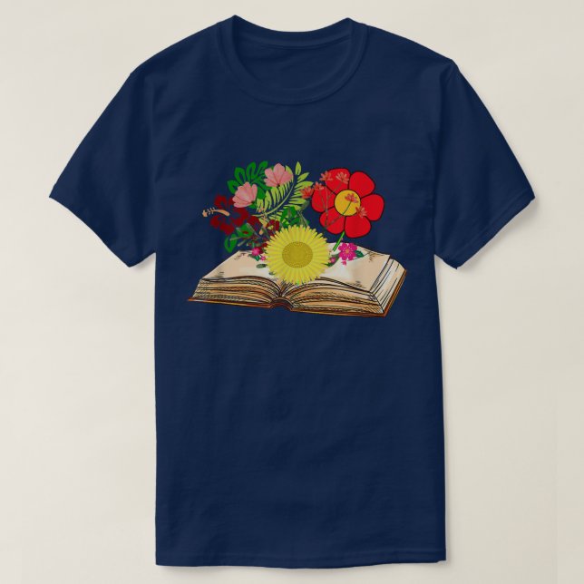 Flowers Growing From Book Lovers Day 2022  T-Shirt (Design Front)