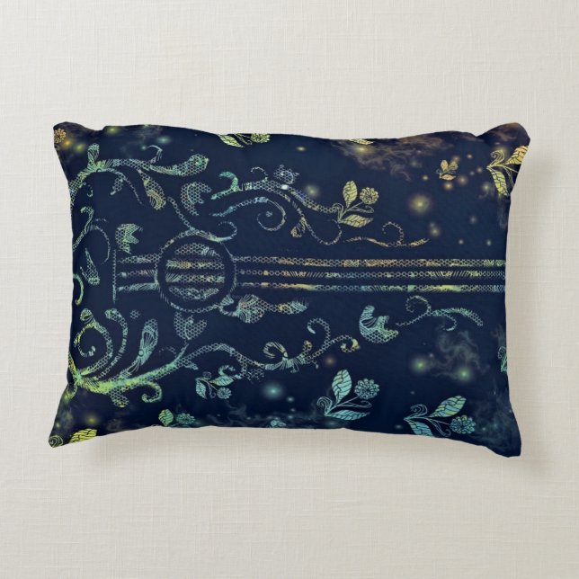 Flowers Guitar Art Accent Pillow (Back)