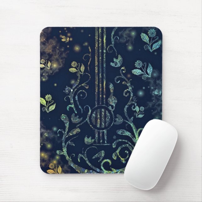 Flowers Guitar Art Mouse Pad (With Mouse)