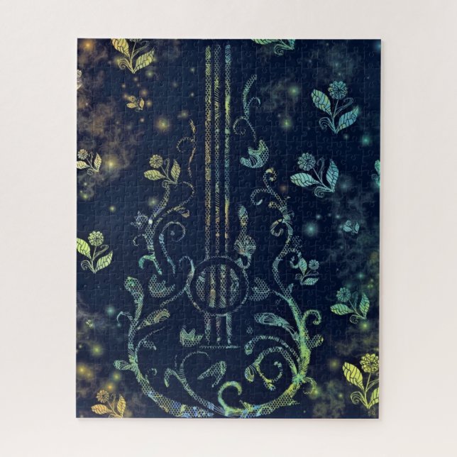 Flowers Guitar Art Puzzle - Romantic Music (Vertical)