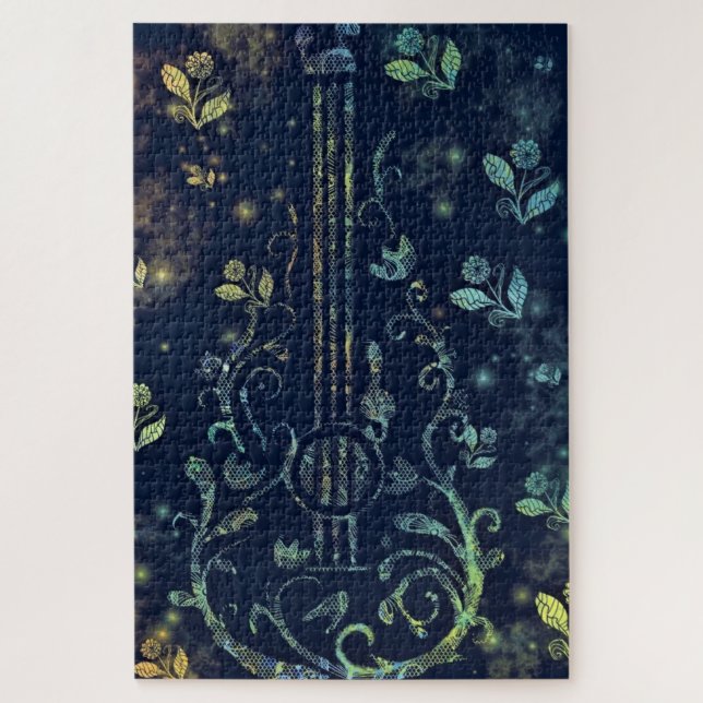 Flowers Guitar Art - Romantic Sound Jigsaw Puzzle (Vertical)